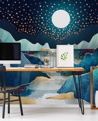 gold and blue moon landscape wallpaper gold and blue moon landscape wallpaper