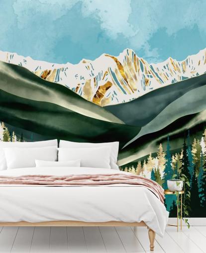 sage green and gold coloured mountain wallpaper sage green and gold coloured mountain wallpaper