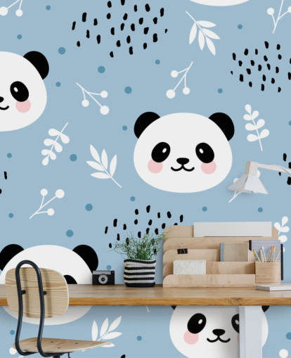 cute pandas on blue background wallpaper cute pandas on blue background wallpaper