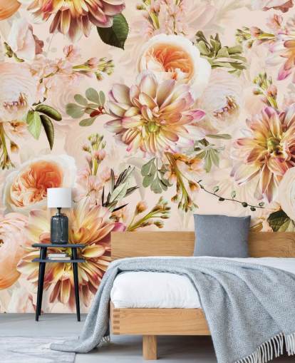 Fersken bukett Blomster Veggmaleri Fersken bukett Blomster Veggmaleri