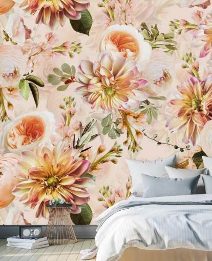 Peach Bouquet Floral Wall Mural Peach Bouquet Floral Wall Mural