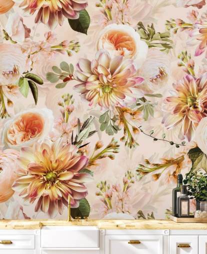 Bouquet di pesca Decorazione murale floreale Bouquet di pesca Decorazione murale floreale