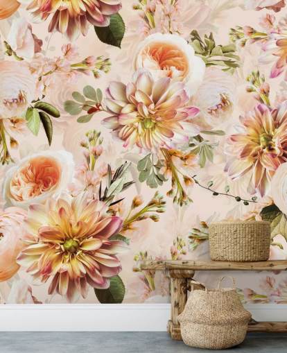 Peach Bouquet Floral Wall Mural Peach Bouquet Floral Wall Mural
