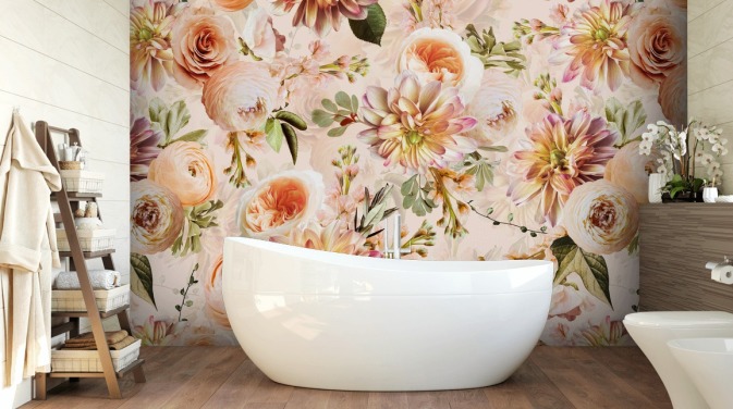 Pfirsich-Blumen Florales Wandbild