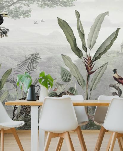 leopard and birds in jungle wallpaper leopard and birds in jungle wallpaper