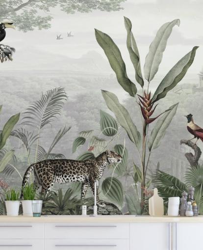 leopard and birds in jungle wallpaper leopard and birds in jungle wallpaper