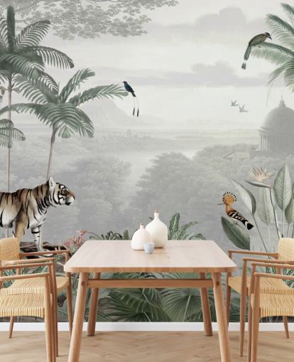 jungle with tiger and birds wallpaper jungle with tiger and birds wallpaper