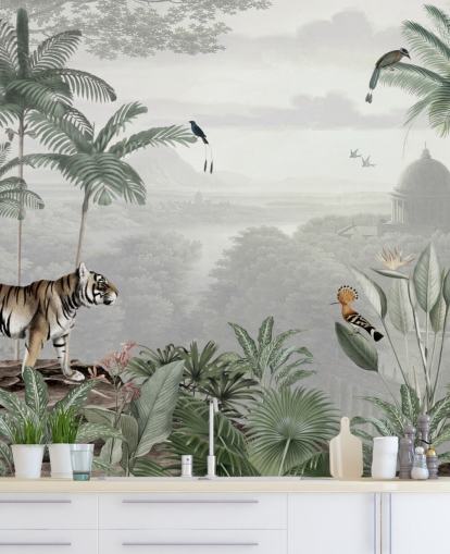 jungle with tiger and birds wallpaper jungle with tiger and birds wallpaper