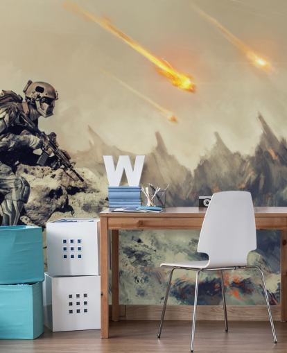 soldier with gun on alien planet soldier with gun on alien planet