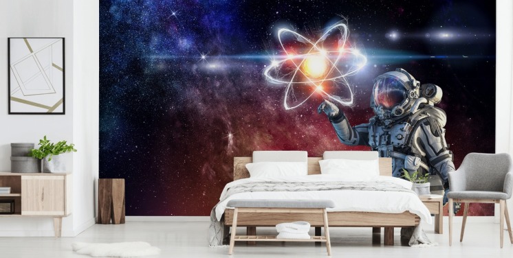 fondo de pantalla de astronauta con fondo galáctico