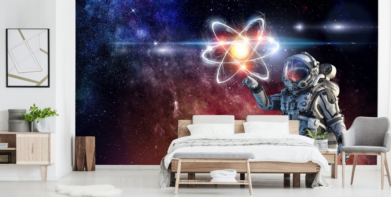 astronaute avec fond d'écran galactique