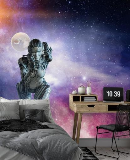 cyberwoman running in space wallpaper cyberwoman running in space wallpaper