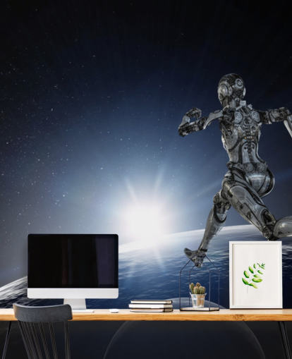 Cyborg silver running woman wallpaper Cyborg silver running woman wallpaper