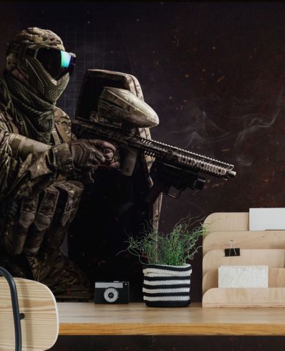 En un soldado con pistola y gafas protectoras fondo de pantalla En un soldado con pistola y gafas protectoras fondo de pantalla