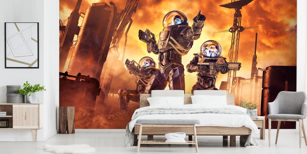 tre sci fi soldater tapet