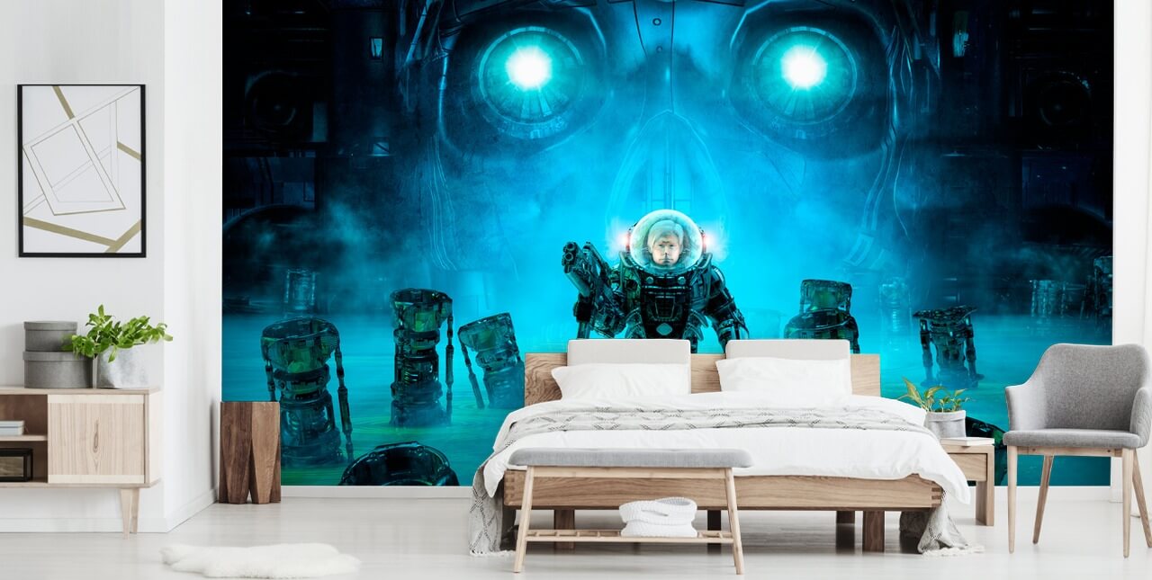 gaming-soldaat in rioolwater behang