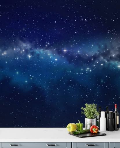 blå og svart tilpassbar rombakgrunn kalt Star Cloud for soverom blå og svart tilpassbar rombakgrunn kalt Star Cloud for soverom