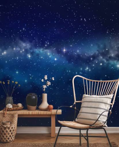papel de parede espacial personalizável azul e preto chamado Star Cloud para quartos papel de parede espacial personalizável azul e preto chamado Star Cloud para quartos