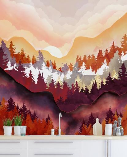 papel de parede de montanha abstrato laranja e vermelho papel de parede de montanha abstrato laranja e vermelho