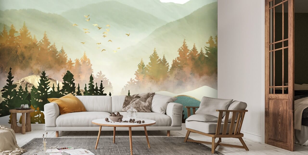 Fall Morning Wall Mural | Wallsauce UK