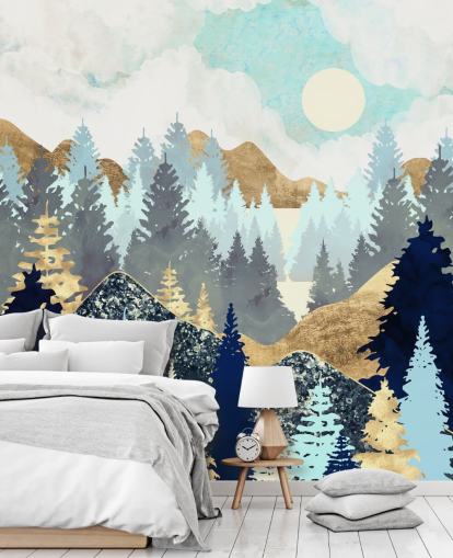 Vista sulla foresta Decorazione murale con albero Vista sulla foresta Decorazione murale con albero