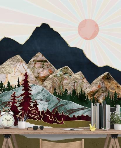 Retro Autumn Vista Mountain Wallpaper Retro Autumn Vista Mountain Wallpaper