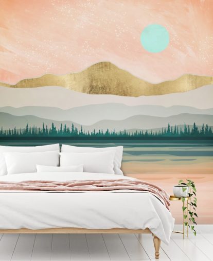 light pink, pale green and gold mountain wallpaper light pink, pale green and gold mountain wallpaper