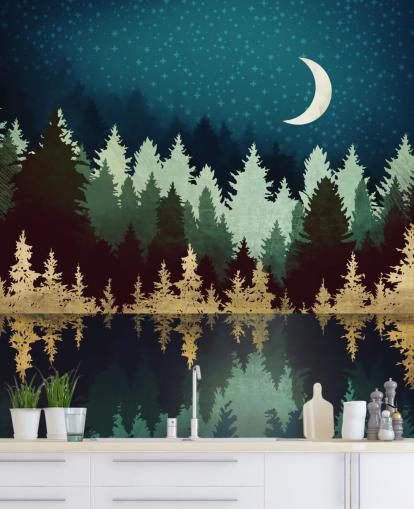 Marine und Gold Wald- und Seetapete Marine und Gold Wald- und Seetapete