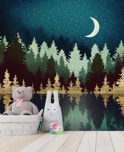 navy and gold forest and lake wallpaper navy and gold forest and lake wallpaper