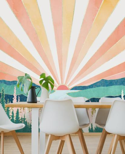 peach and yellow art deco sunrise wallpaper peach and yellow art deco sunrise wallpaper