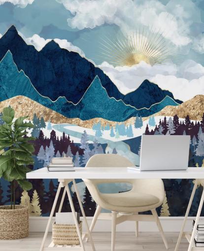 navy and gold mountain wallpaper navy and gold mountain wallpaper