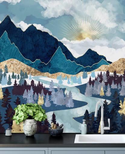 navy and gold mountain wallpaper navy and gold mountain wallpaper