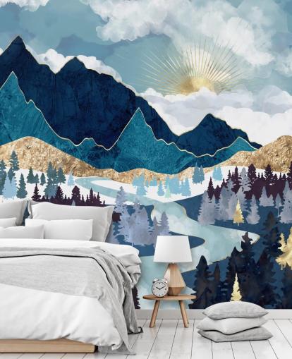 navy and gold mountain wallpaper navy and gold mountain wallpaper