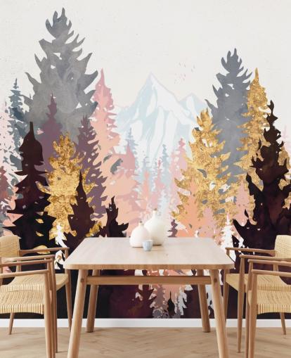 rödbrun, rosa och guld träd tapeter rödbrun, rosa och guld träd tapeter