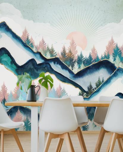 navy and pink mountain artwork wallpaper navy and pink mountain artwork wallpaper