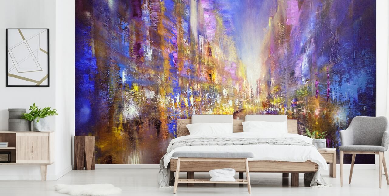 papel pintado de la ciudad abstracta púrpura
