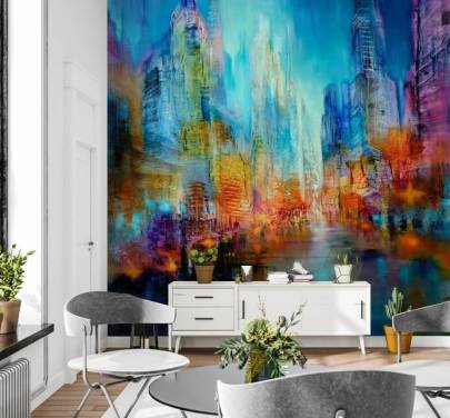 carta da parati con pittura astratta multicolore