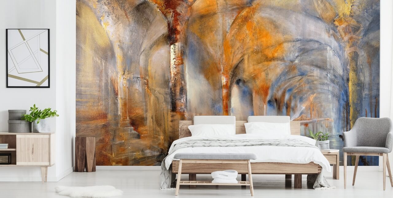 arched building abstract painting wallpaper