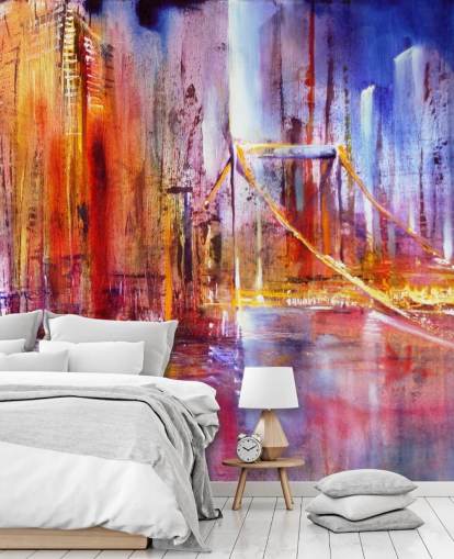 colourful bridge painting wallpaper colourful bridge painting wallpaper