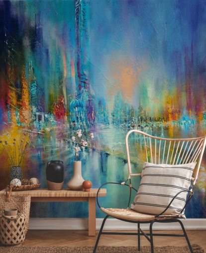 colourful painting of a city wallpaper colourful painting of a city wallpaper