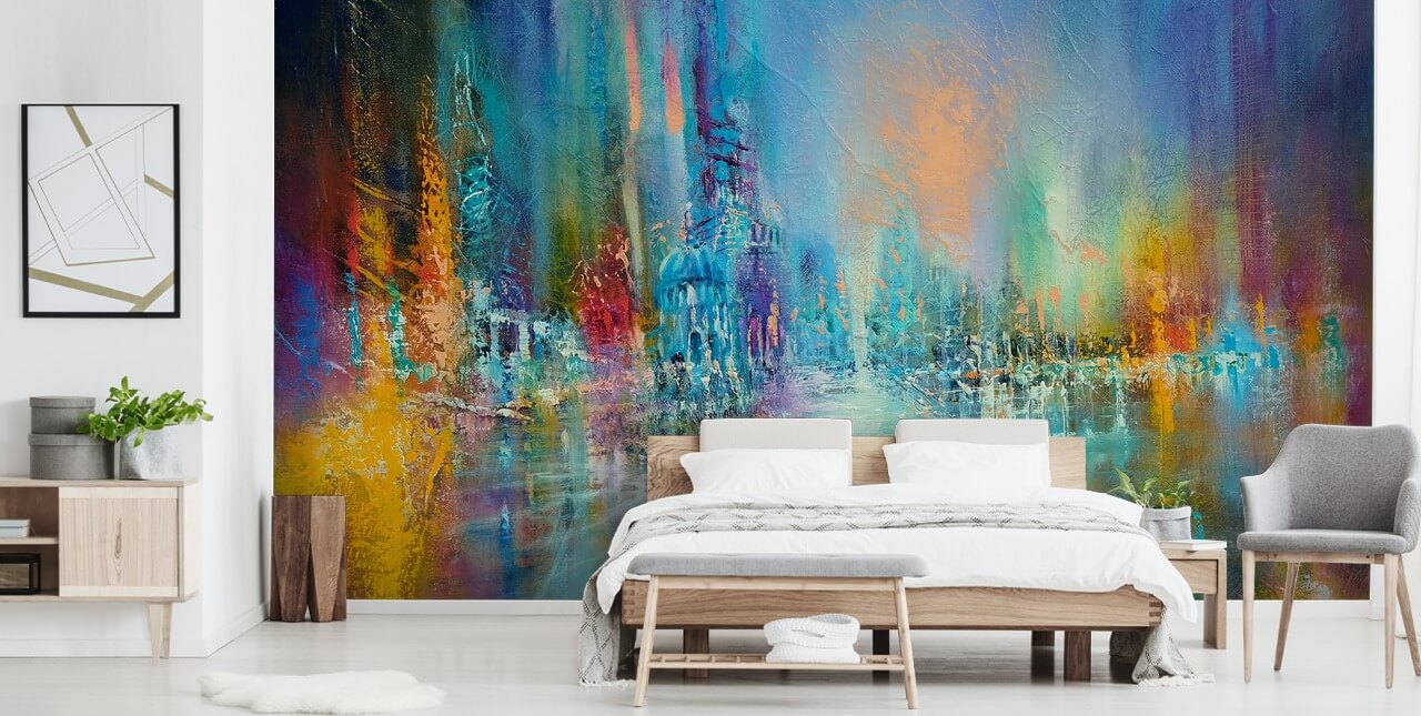 papier peint peinture colorée d'une ville papier peint peinture colorée d'une ville