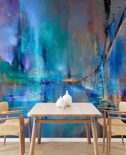 abstrakte blaue Malerei der Brücke Tapete abstrakte blaue Malerei der Brücke Tapete