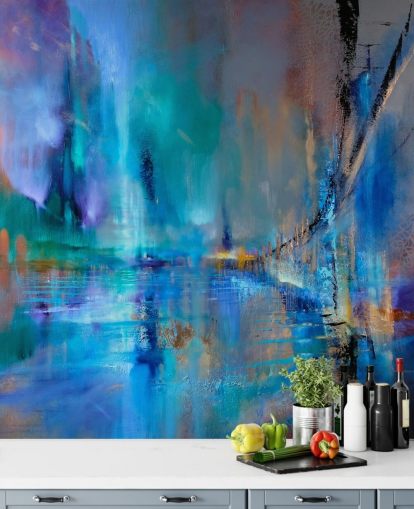 pintura azul abstrata do papel de parede da ponte pintura azul abstrata do papel de parede da ponte