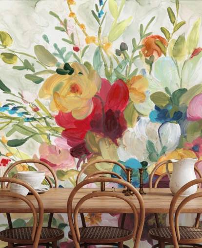 kleurrijk bloemenschilderij behang kleurrijk bloemenschilderij behang