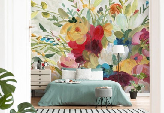 papel pintado de flores de colores