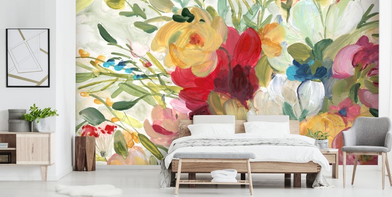 colourful flower painting wallpaper