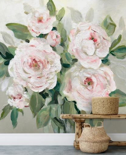 carta da parati fiori rosa e bianchi con foglie verdi carta da parati fiori rosa e bianchi con foglie verdi