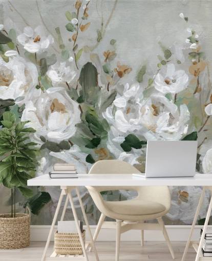 graue und weiße Blumentapete graue und weiße Blumentapete