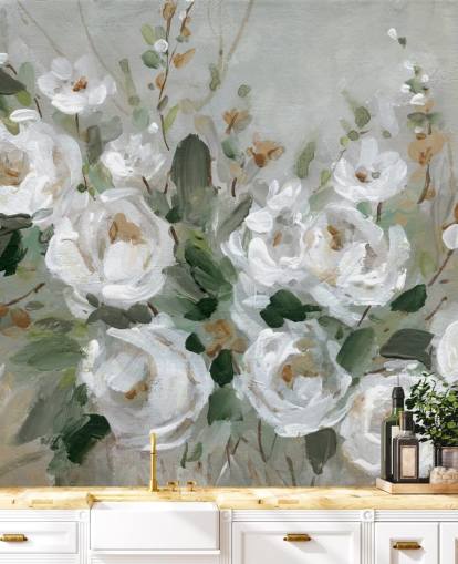 papel de parede floral cinza e branco papel de parede floral cinza e branco