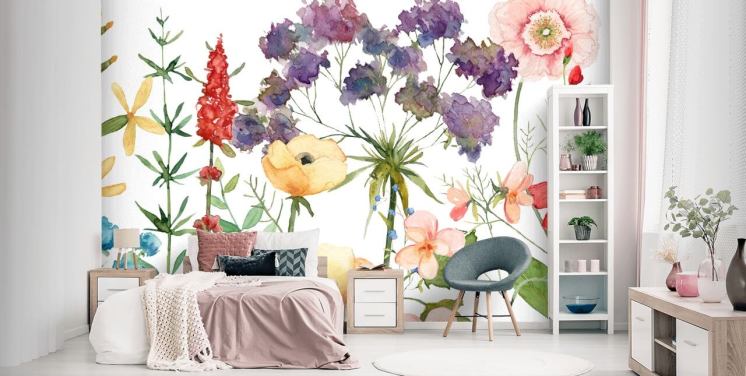 farverige blomster tapet
